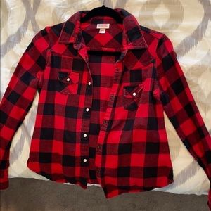 Mossimo supply co. Red and black plaid shirt